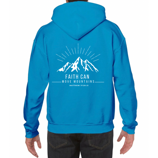 Back Faith Can Move Mountains Hoodie Sapphire Blue