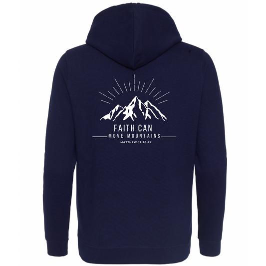 Faith Can Move Mountains Ladies Fit Hoodie Navy