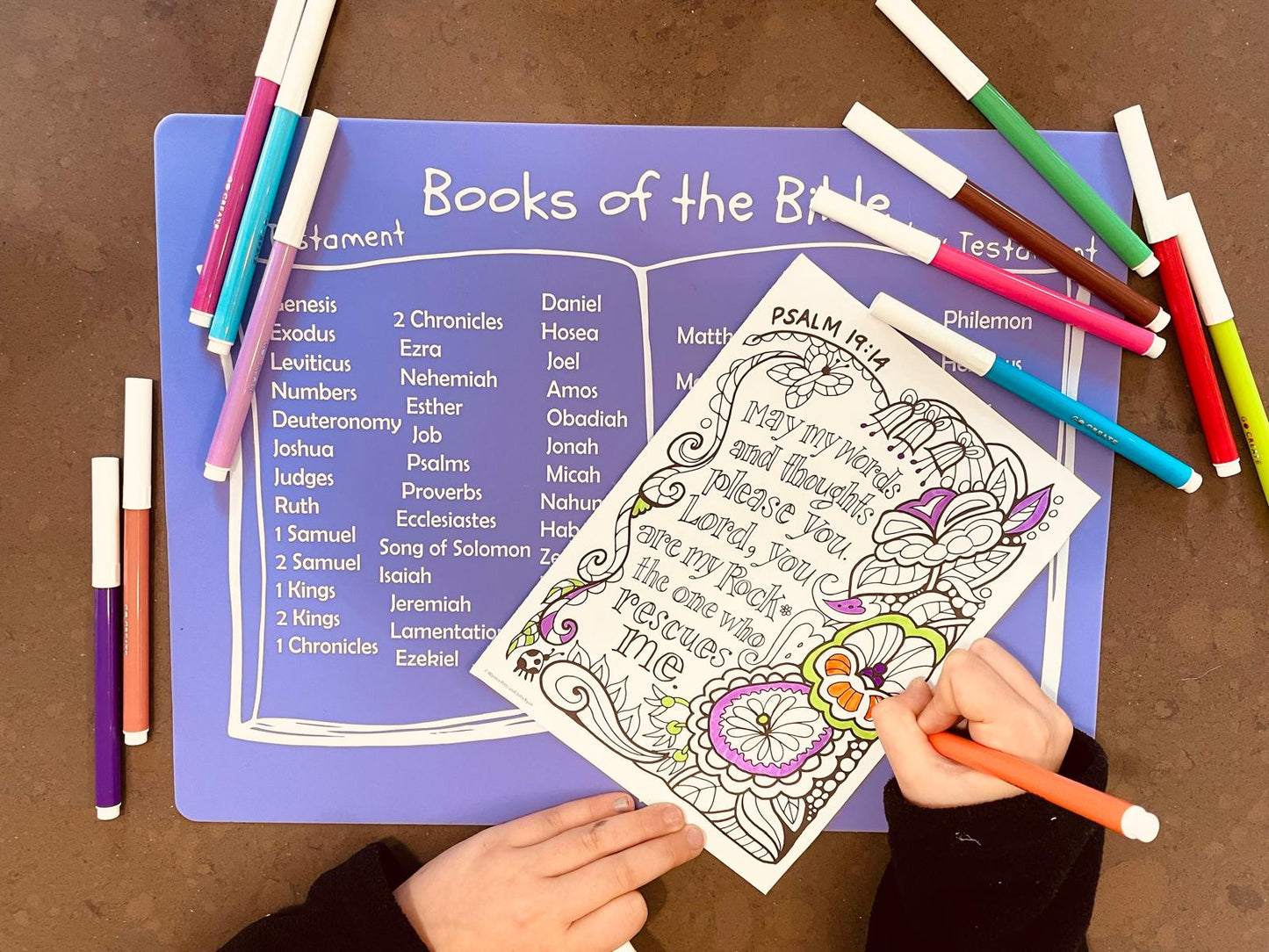 Books of the Bible silicone placemat purple