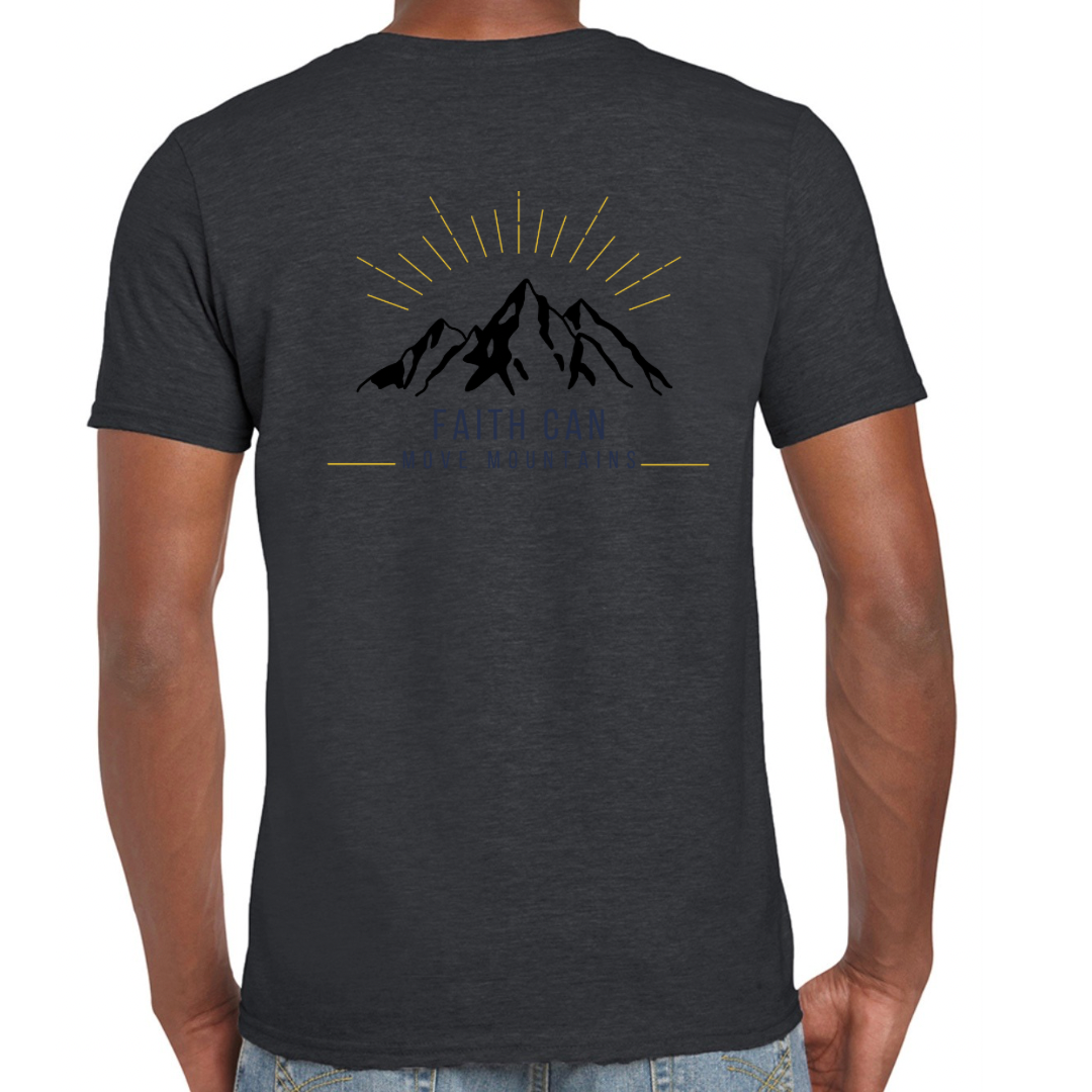 Faith Can Move Mountains Crew neck T shirt Charcoal Front