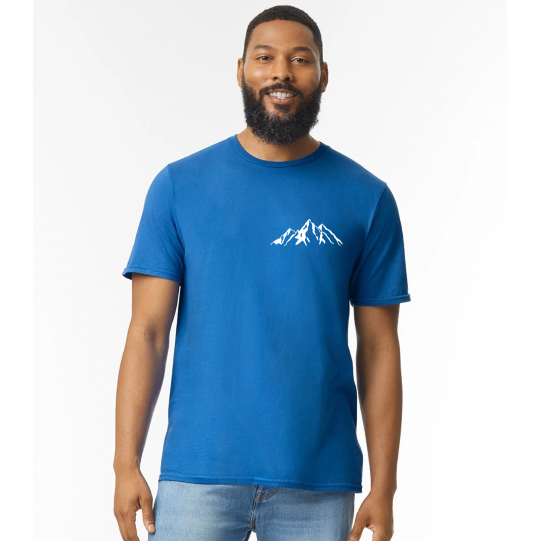 Faith Can Move Mountains Crew neck T shirt Sapphire Blue Front