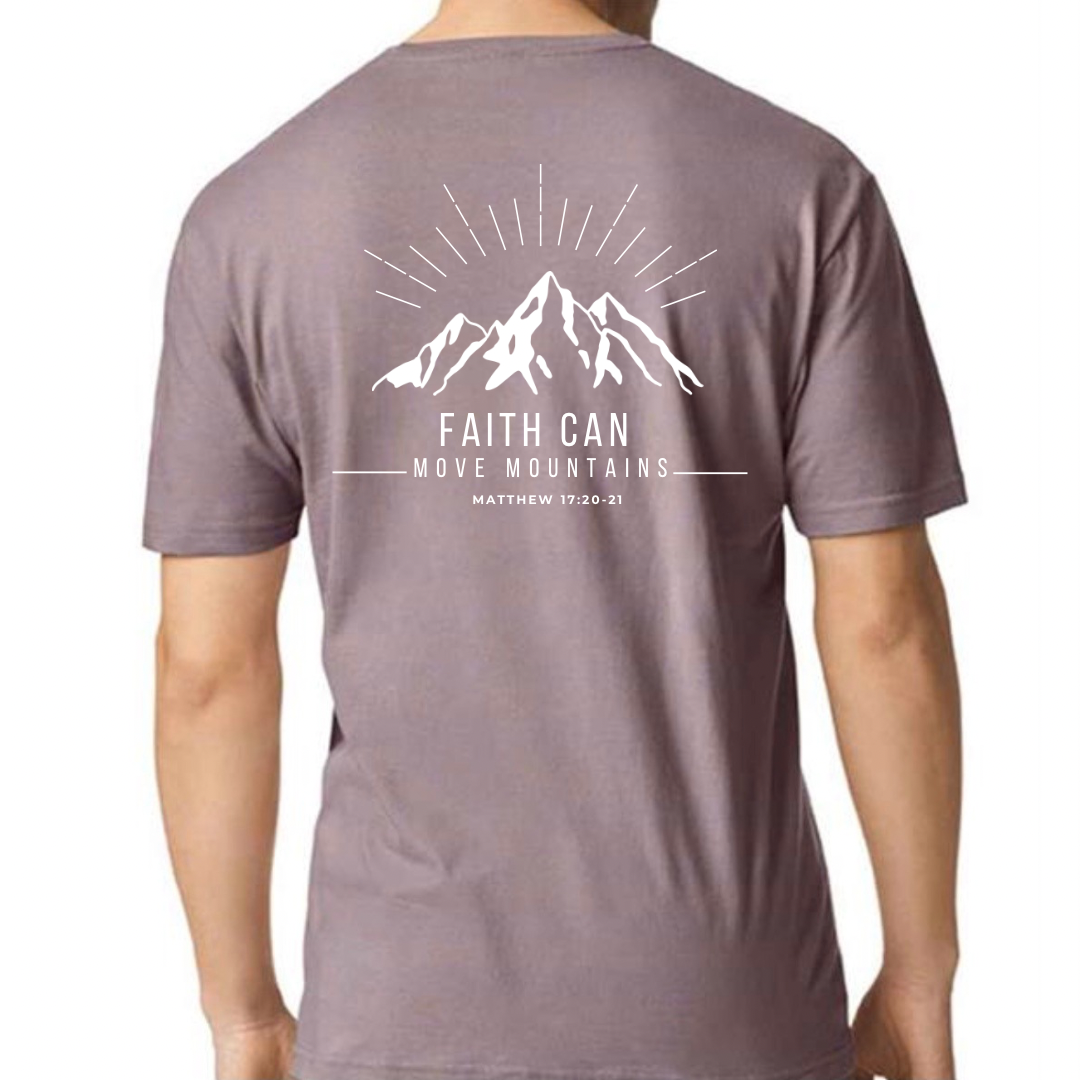 Faith Can Move Mountains Crew Neck T shirt Paragon Back