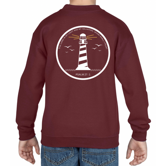 Lighthouse bible verse sweatshirt Garnat red