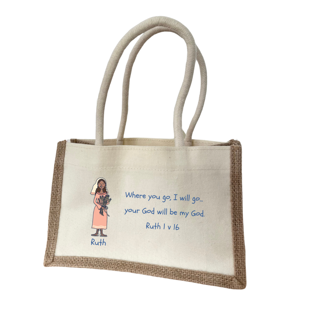 Natural Ruth Bible Heroes Mini Jute Bag