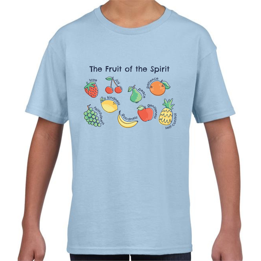 TShirt Fruit Spirit God Bible Galations Light Blue