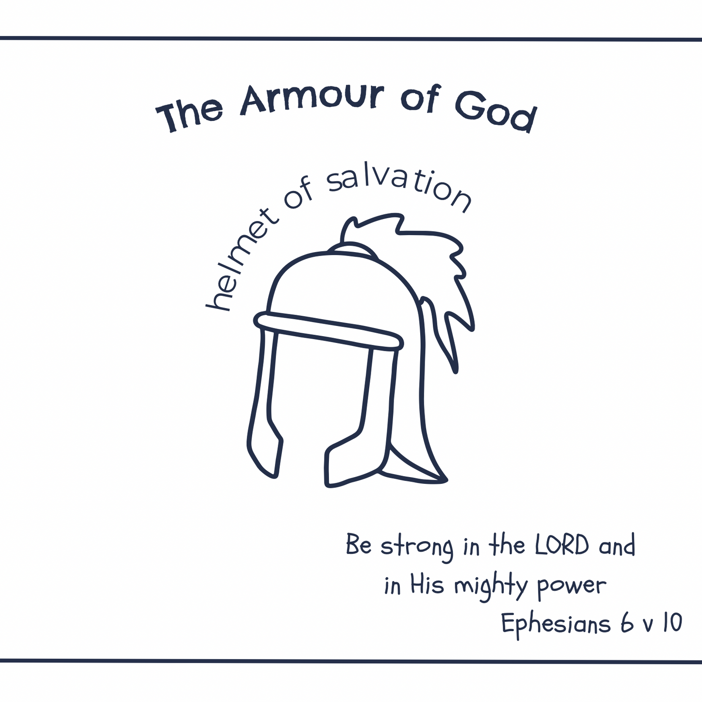 Armour of God Colouring Card Notelet Bible Ephesians Helmet Salvation Bible verse Greeting card