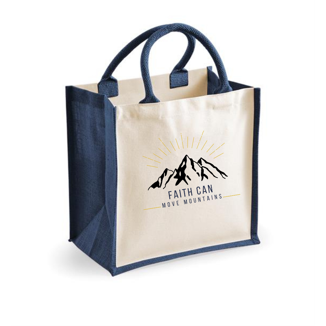 Navy Can Move Mountains Canvas Jute Bag