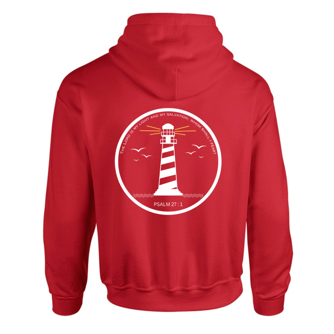 Lighthouse bible verse sweatshirt red