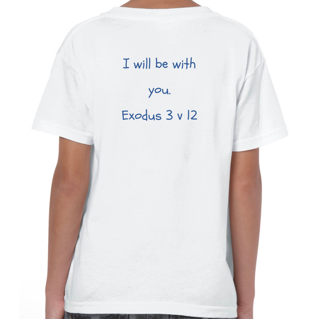 Moses Bible Hero White T Shirt Back I will be with you