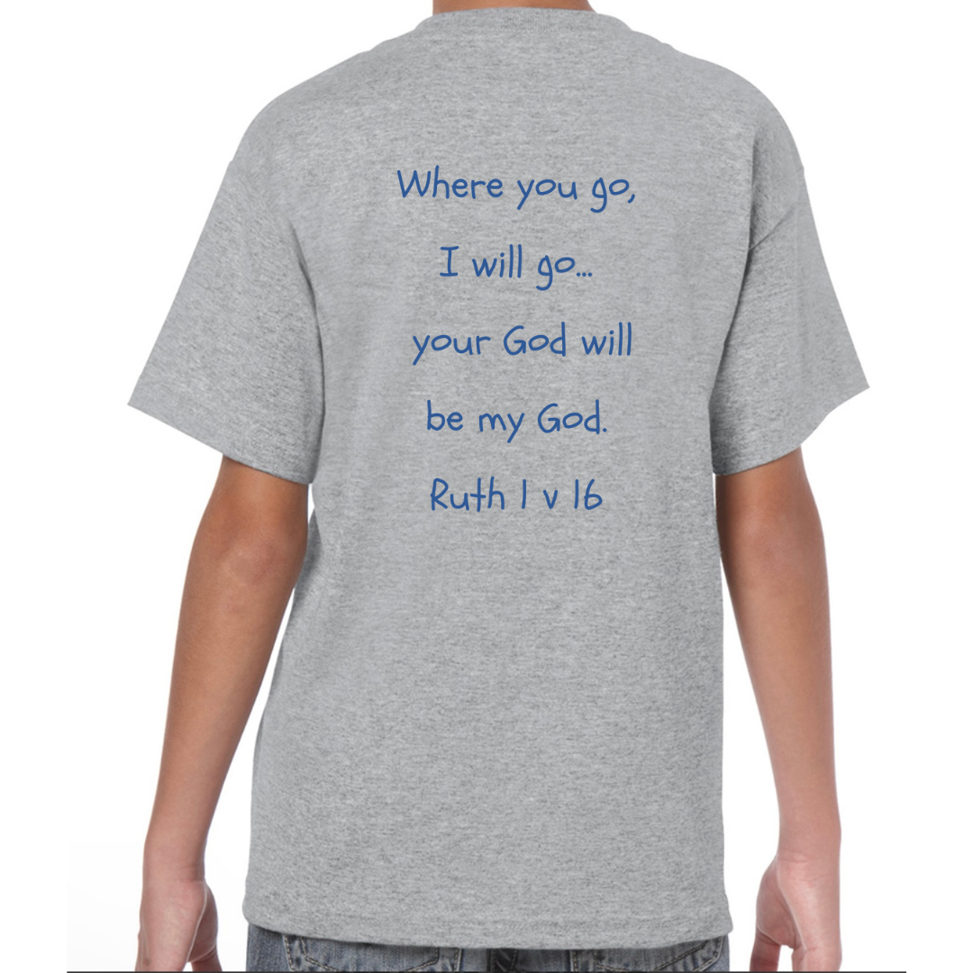 Ruth Bible Hero Stone Grey T Shirt Back Where you go I will go