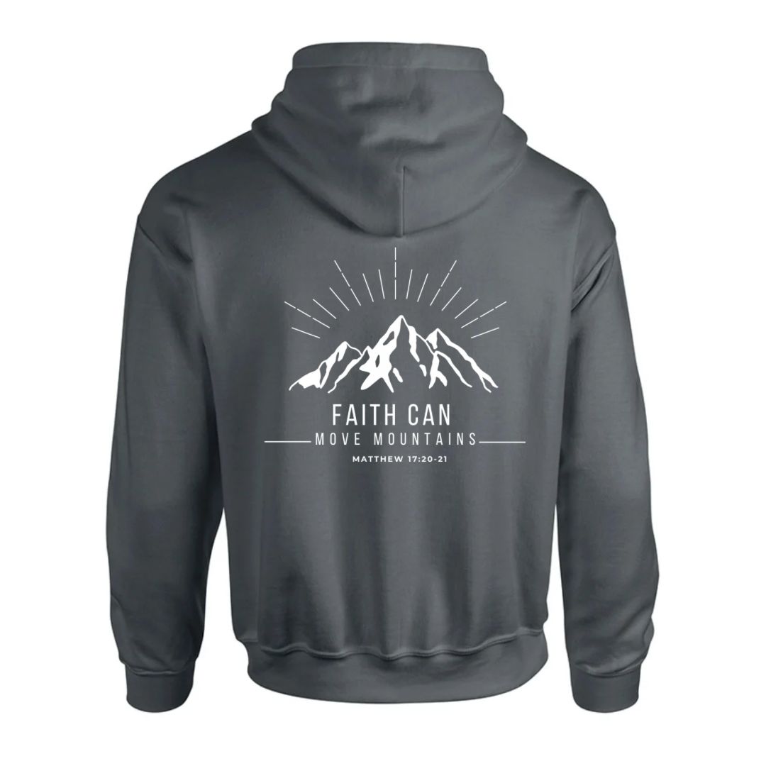 Faith Can Move Mountains Hoodie Charcoal Back 