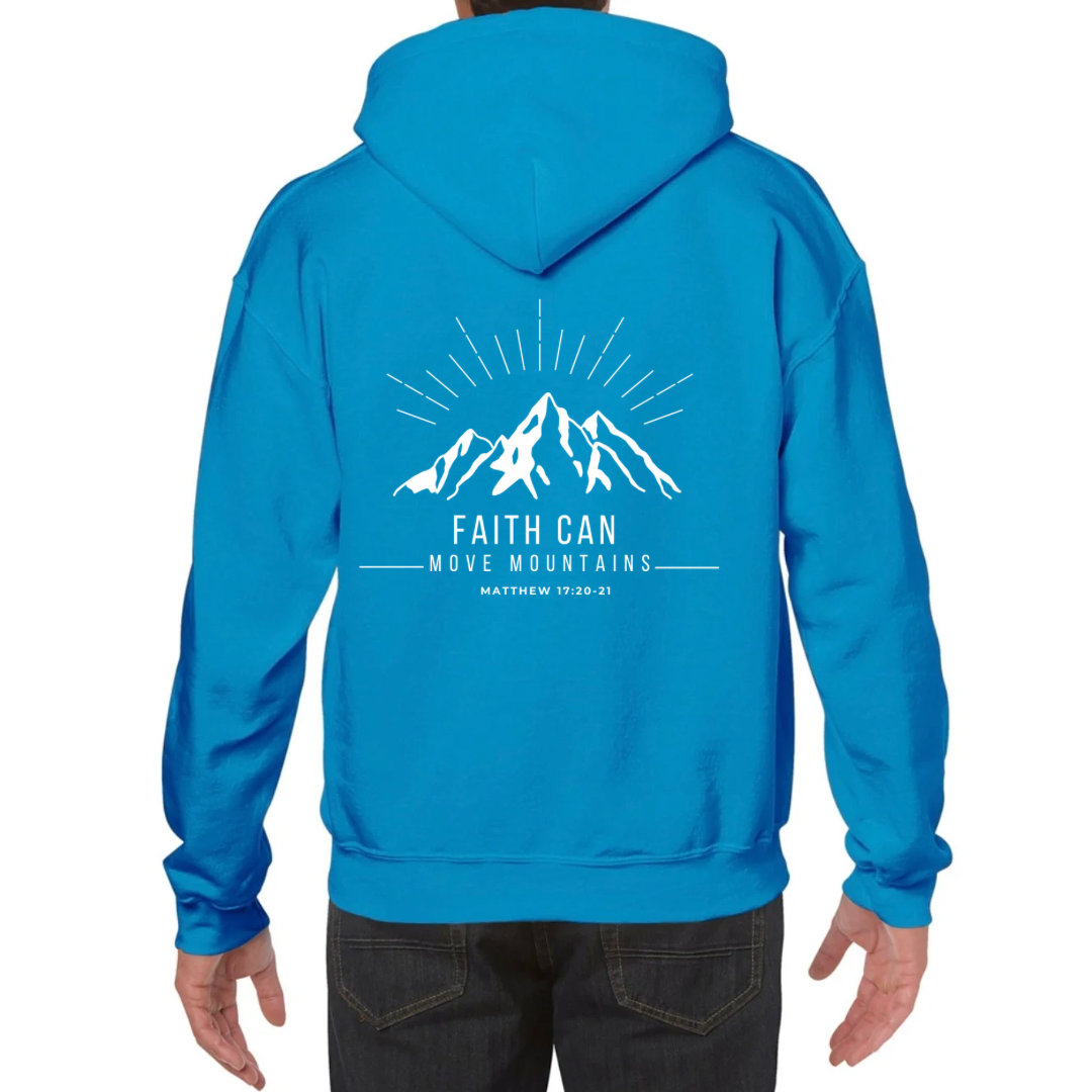 Back Faith Can Move Mountains Hoodie Sapphire Blue 