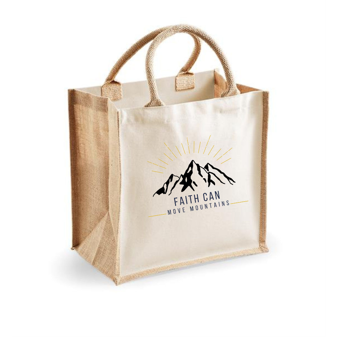 Natural Can Move Mountains Canvas Jute Bag