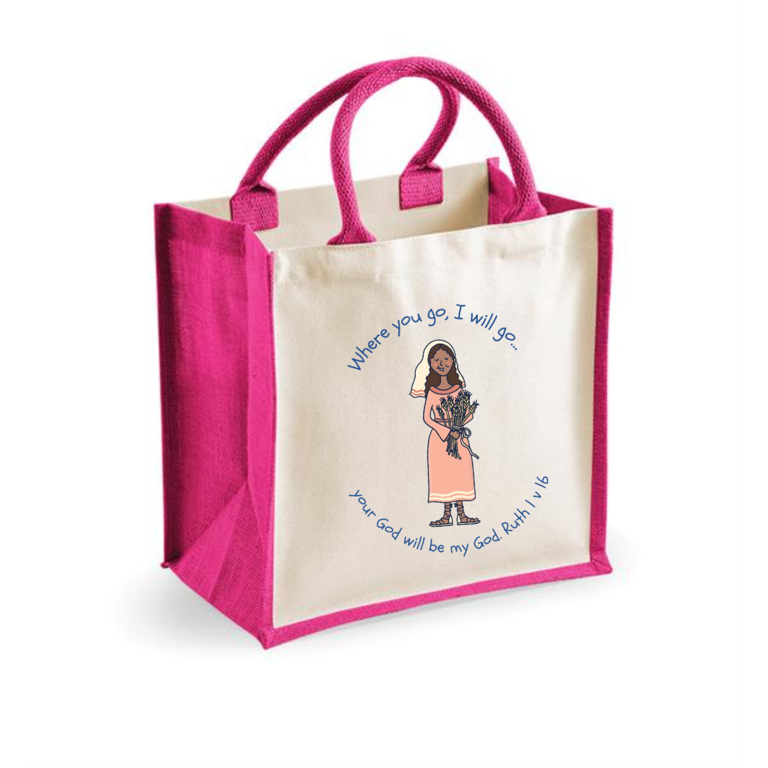 Pink Ruth Where you go I go Jute Bag