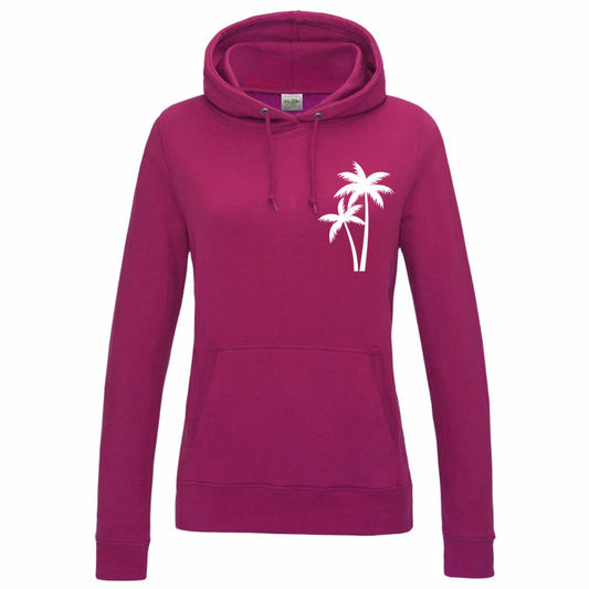 Ladies’ Fitted Christian Hoodie, The Righteous Shall Flourish Psalm 92:12, Palm Tree Sunset
