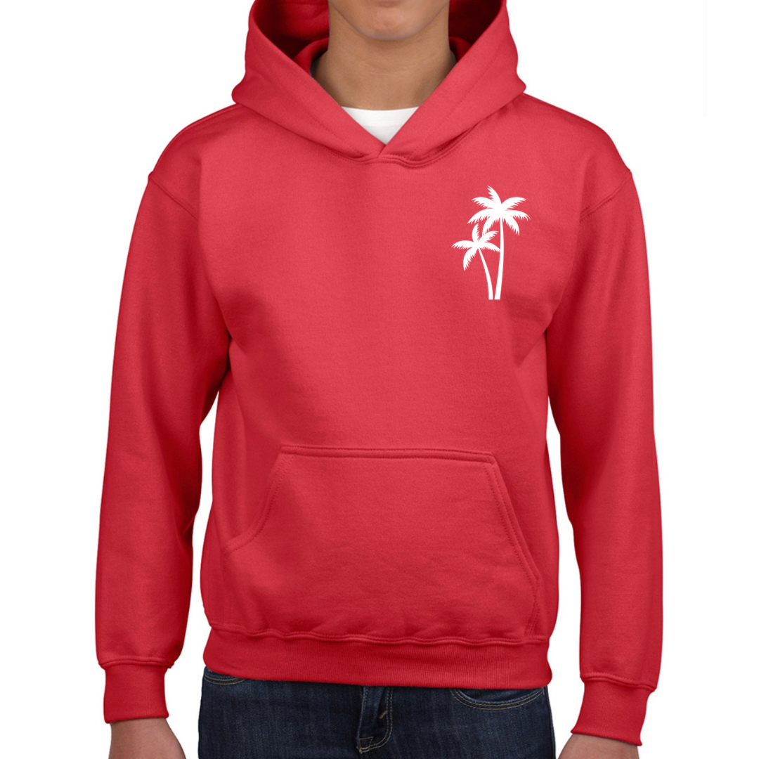 Children’s Christian Hoodie, The Righteous Shall Flourish Psalm 92:12, Palm Tree Sunset Design
