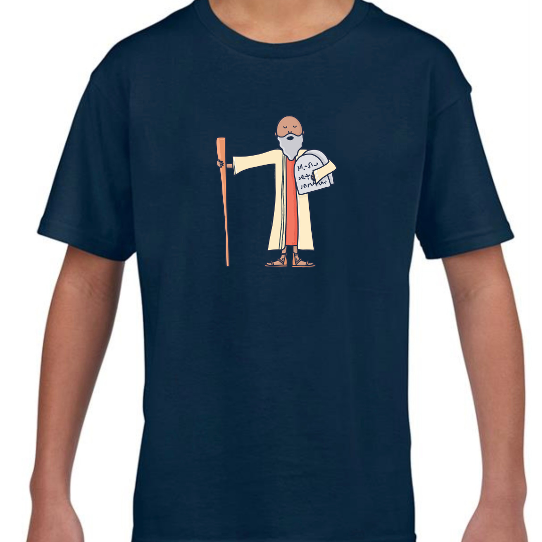 Moses Bible Hero Navy T Shirt Front