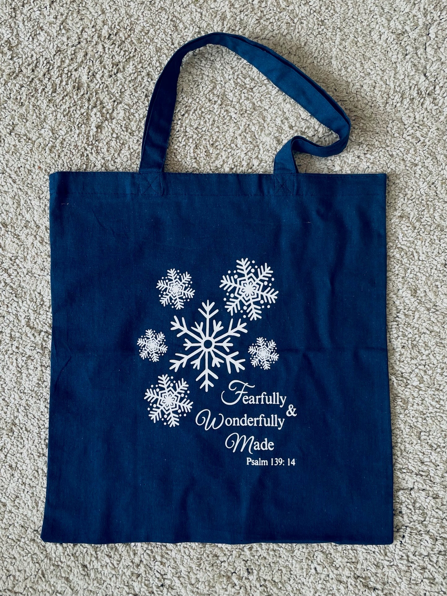 Fearfully & Wonderfully Made Navy Tote Bag