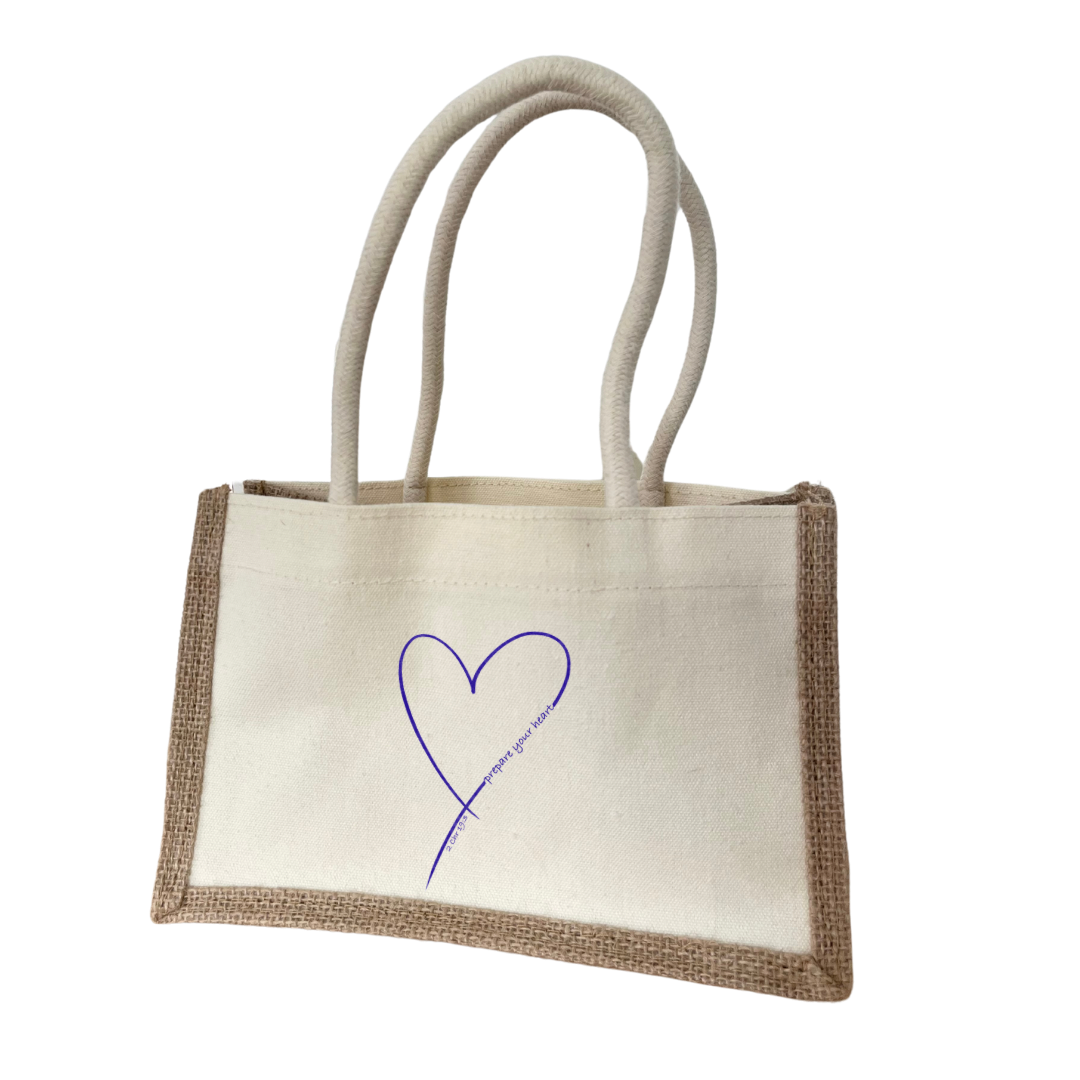 Natural Prepare Your Heart Mini Jute Bag