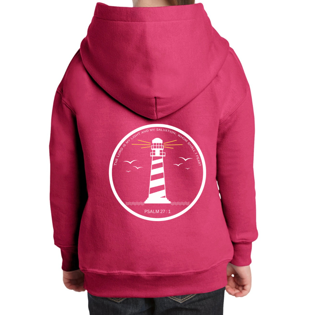 Lighthouse bible verse hoody hot pink