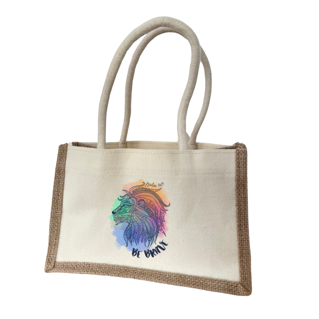 Natural Be Brave Mini Jute Bag