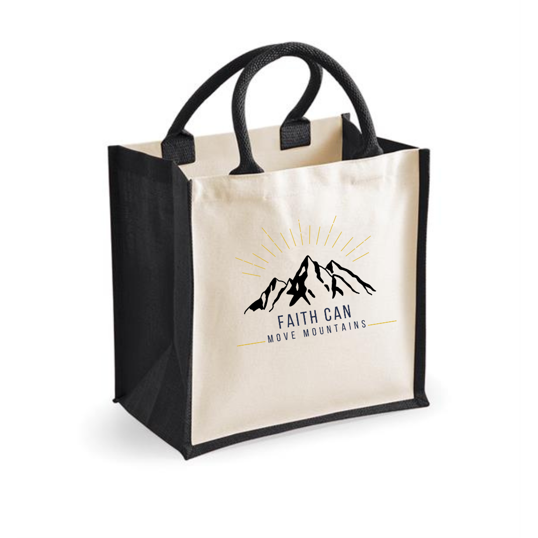 Black Can Move Mountains Canvas Jute Bag