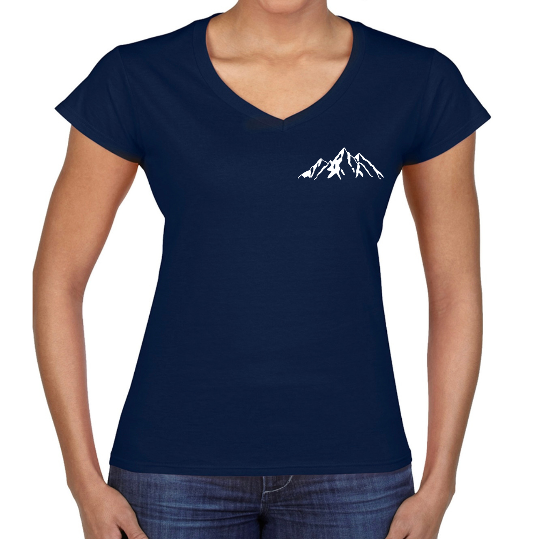 Dark Blue Faith Can Move Mountains Women's T Shirt Front