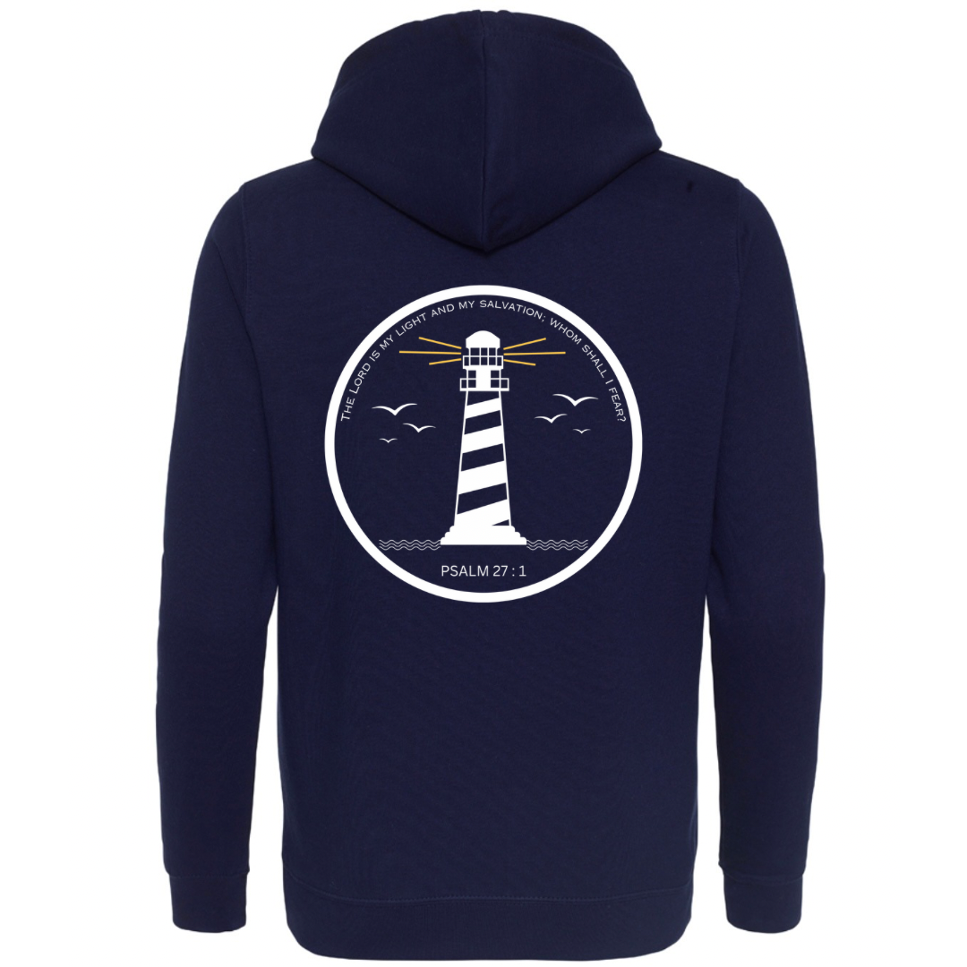 Lighthouse bible verse hoody Navy