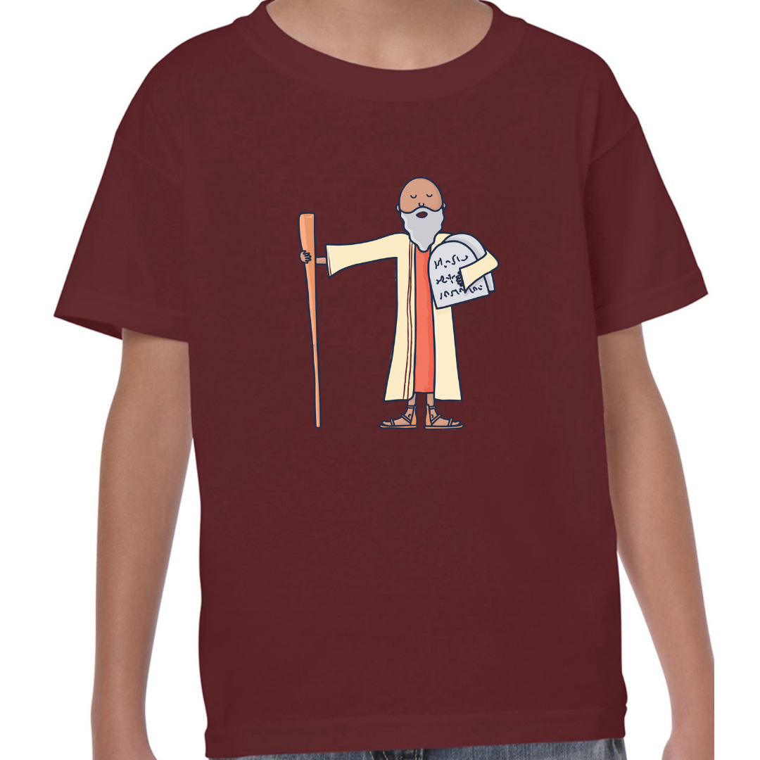 Moses Bible Hero Maroon T Shirt Front