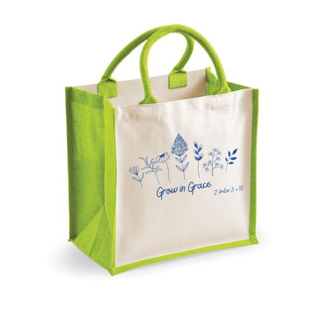 Green Grow in Grace Jute Bag