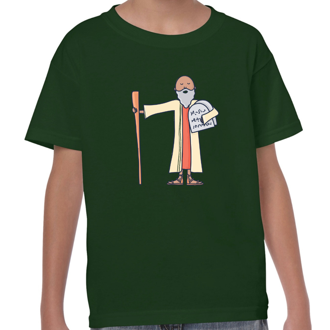 Moses Bible Hero Forest Green T Shirt Front