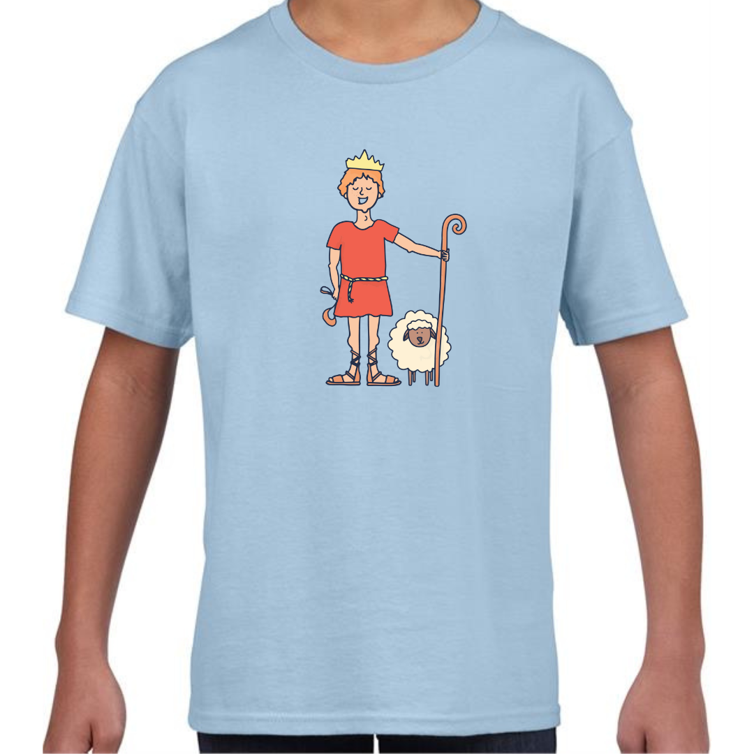 David Bible Hero Pale Blue T Shirt Front