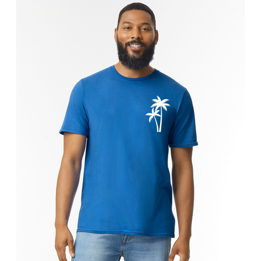 Unisex Christian T-Shirt, The Righteous Shall Flourish Psalm 92:12, Palm Tree Sunset