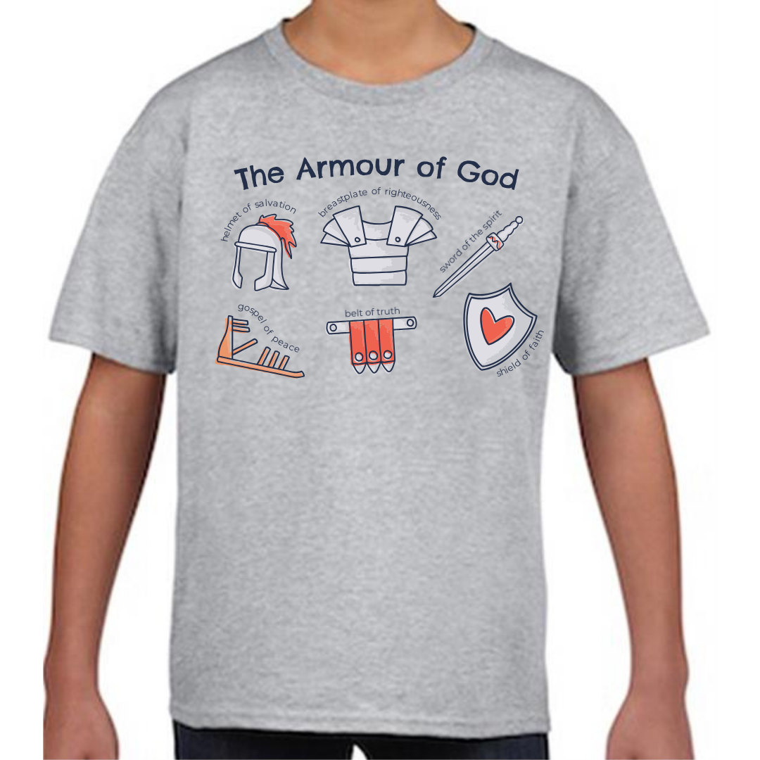 Armour of God TShirt Bible Ephesians Grey