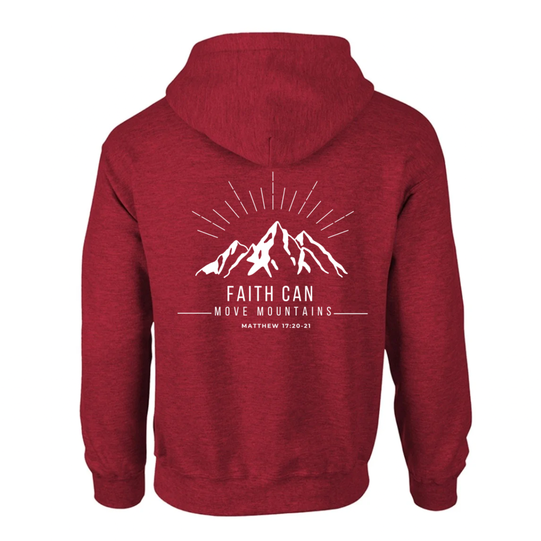 Faith Can Move Mountains Hoodie Garnet Red Back