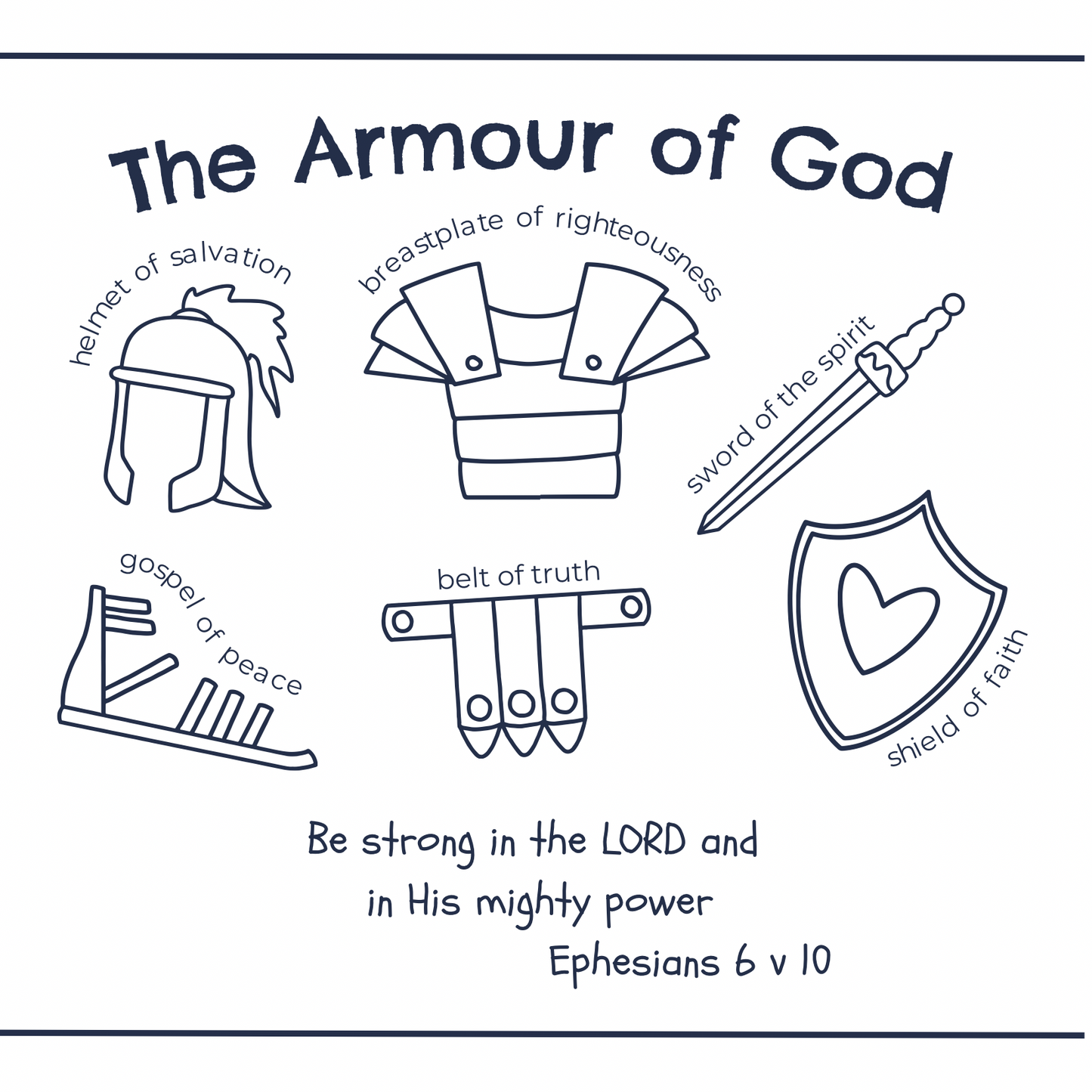 Armour of God Colouring Card Notelet Bible Ephesians Bible verse Greeting card