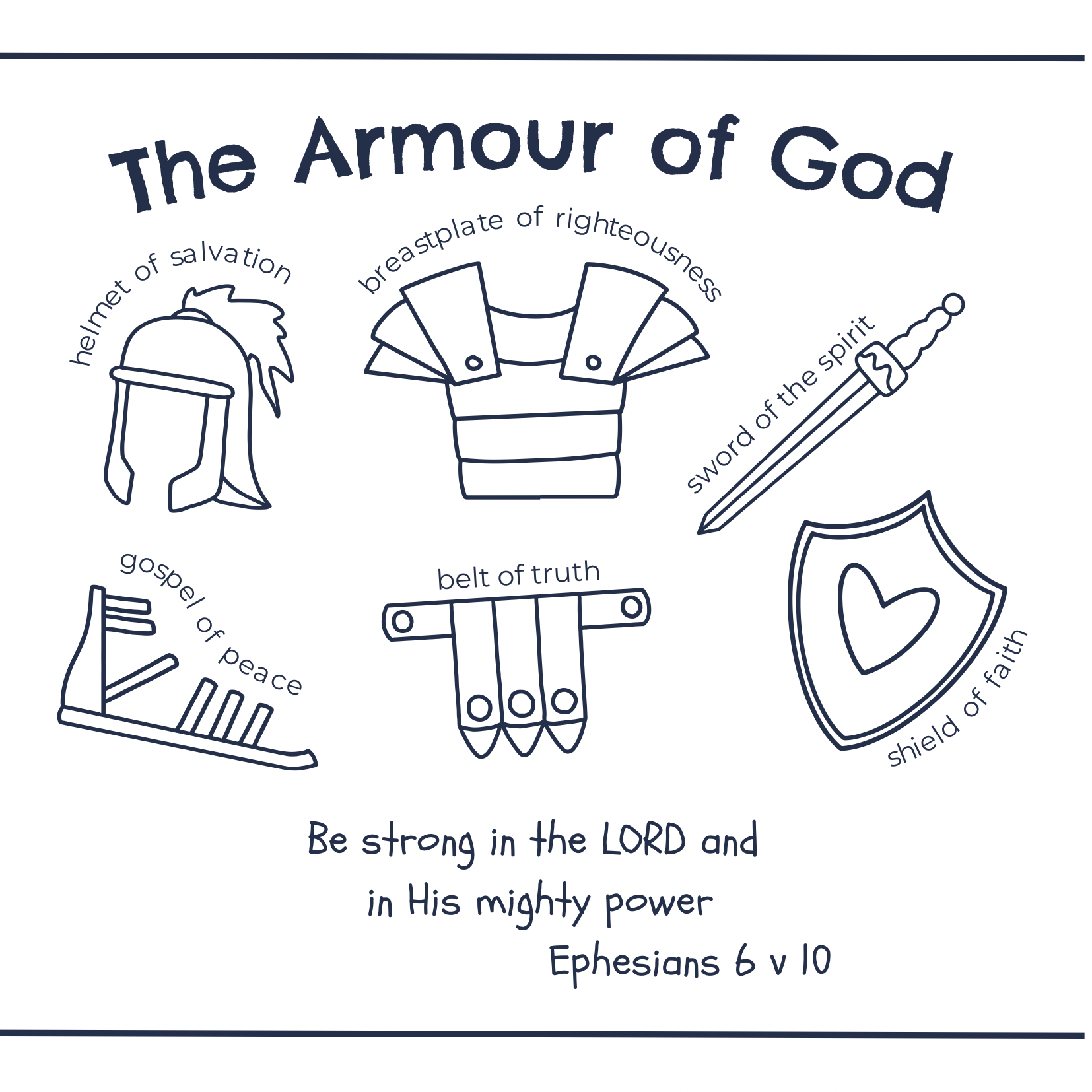 Armour of God Colouring Card Notelet Bible Ephesians Bible verse Greeting card