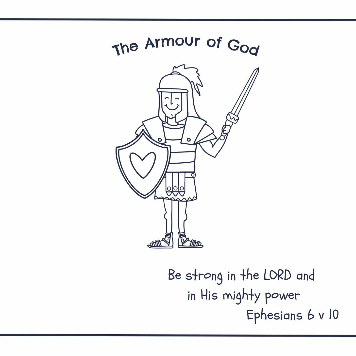 Armour of God Colouring Card Notelet Bible Ephesians Bible verse Greeting card