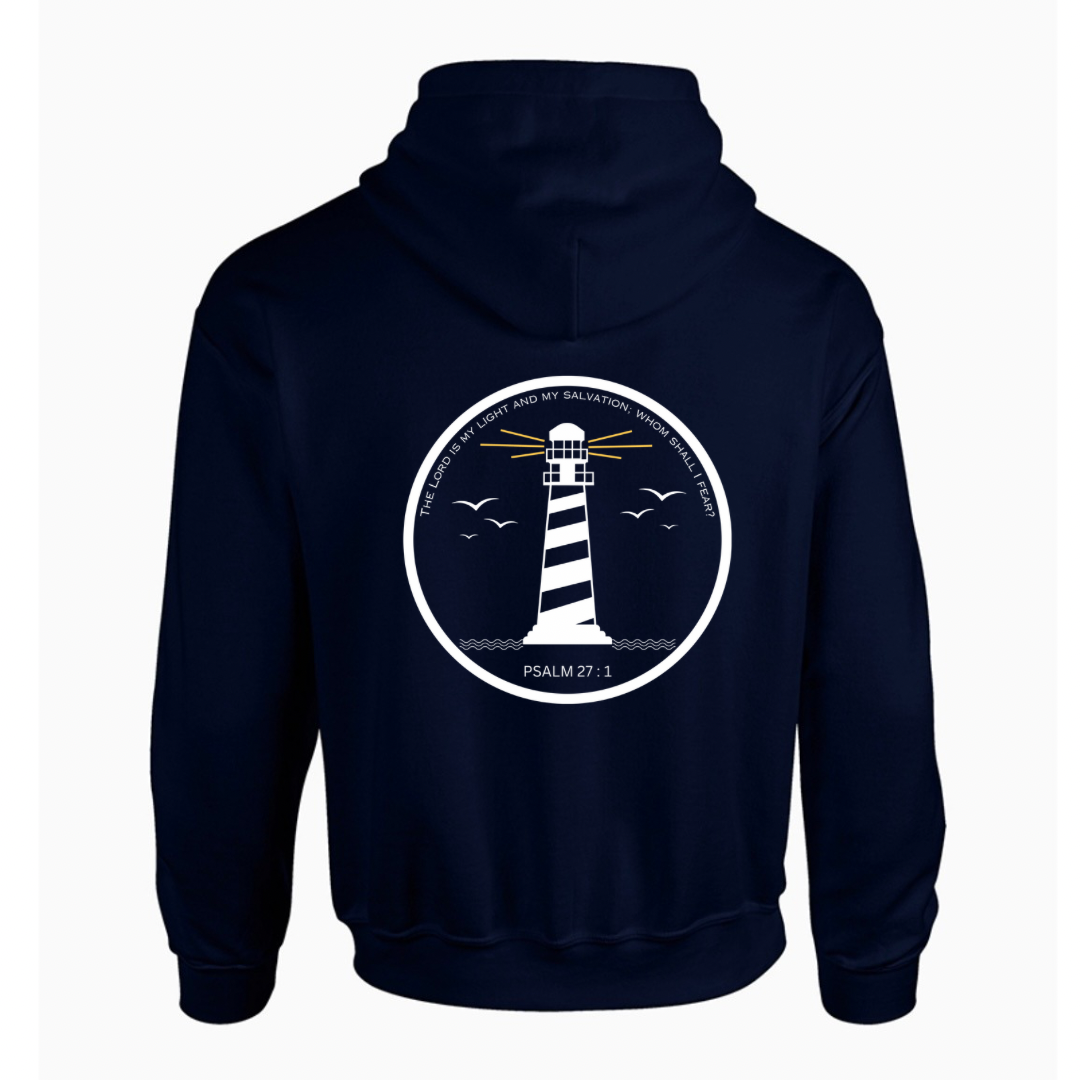 Lighthouse bible verse sweatshirt navy