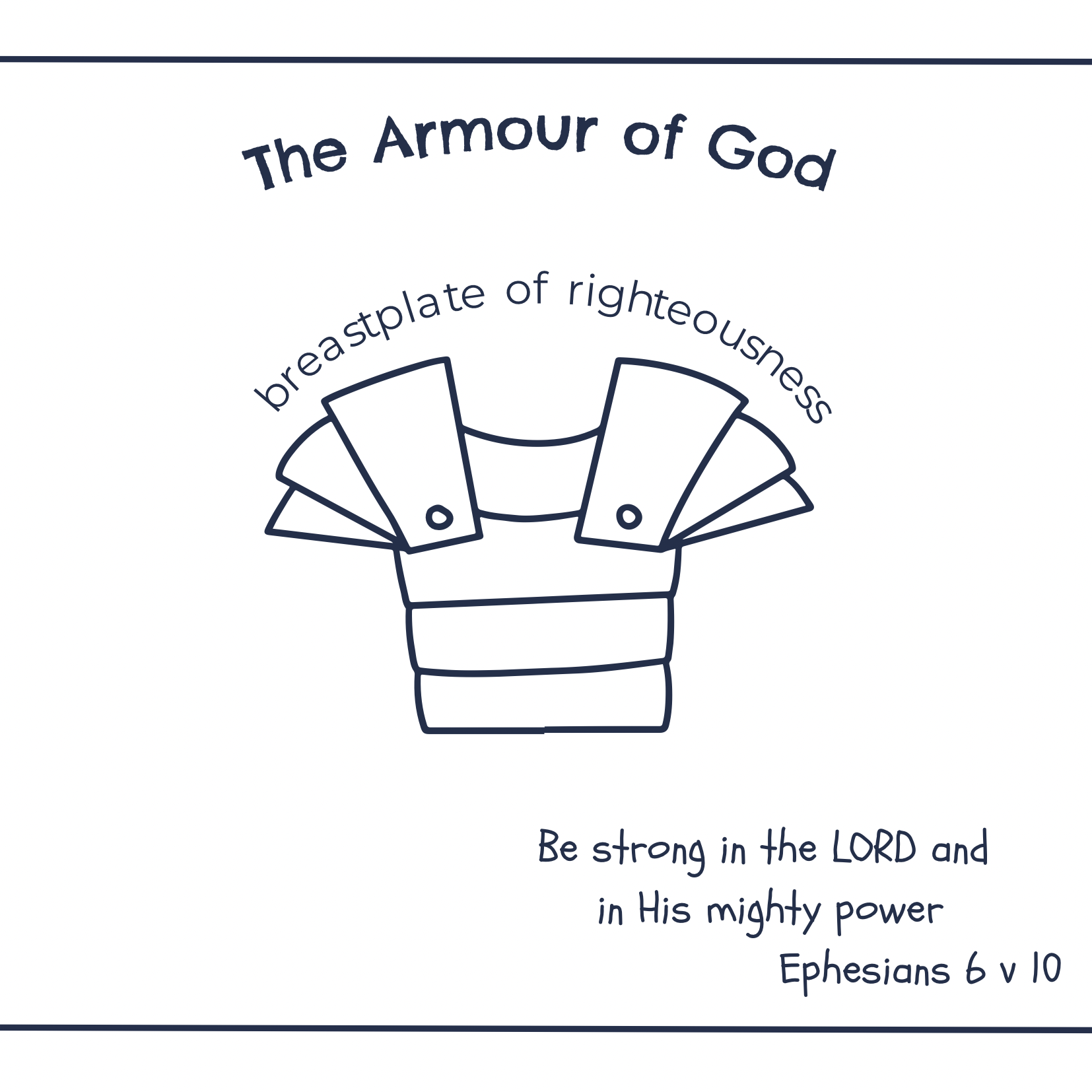 Armour of God Colouring Card Notelet Bible Ephesians Breastplate Righteousness Bible verse Greeting card