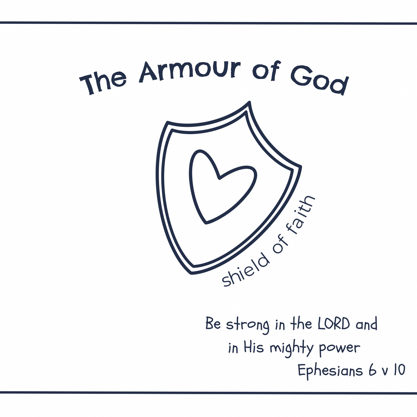 Armour of God Colouring Card Notelet Bible Ephesians Shield Faith Bible verse Greeting card