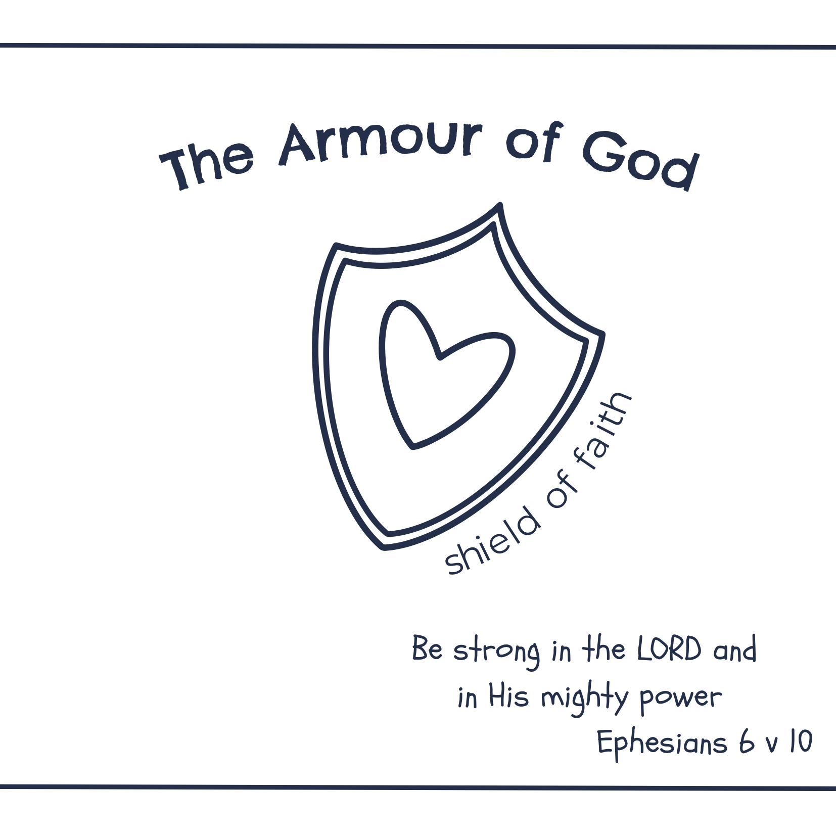 Armour of God Colouring Card Notelet Bible Ephesians Shield Faith Bible verse Greeting card