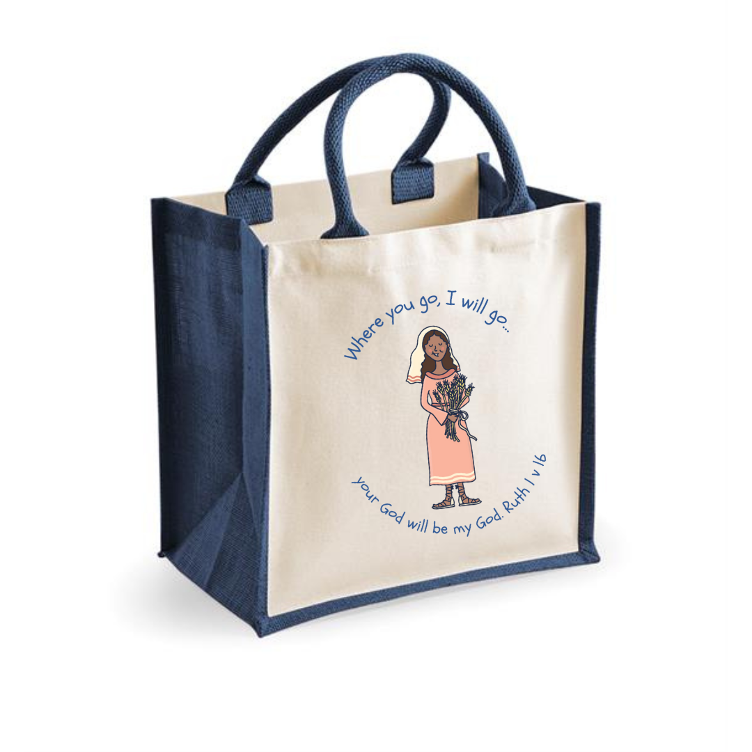 Navy Ruth Where you go I go Jute Bag