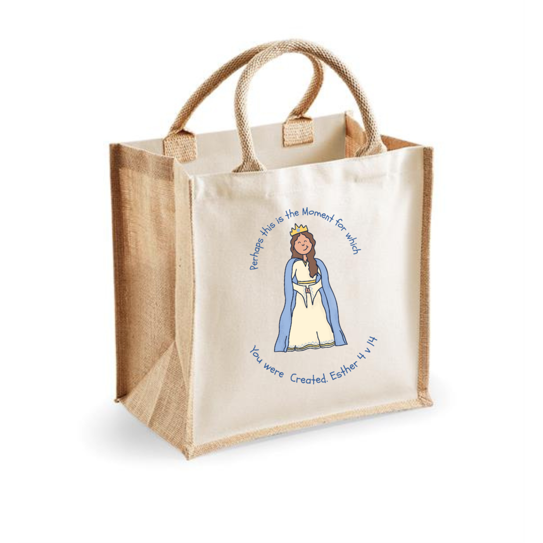 Natural Esther Bible Heroes Jute Canvas Bag