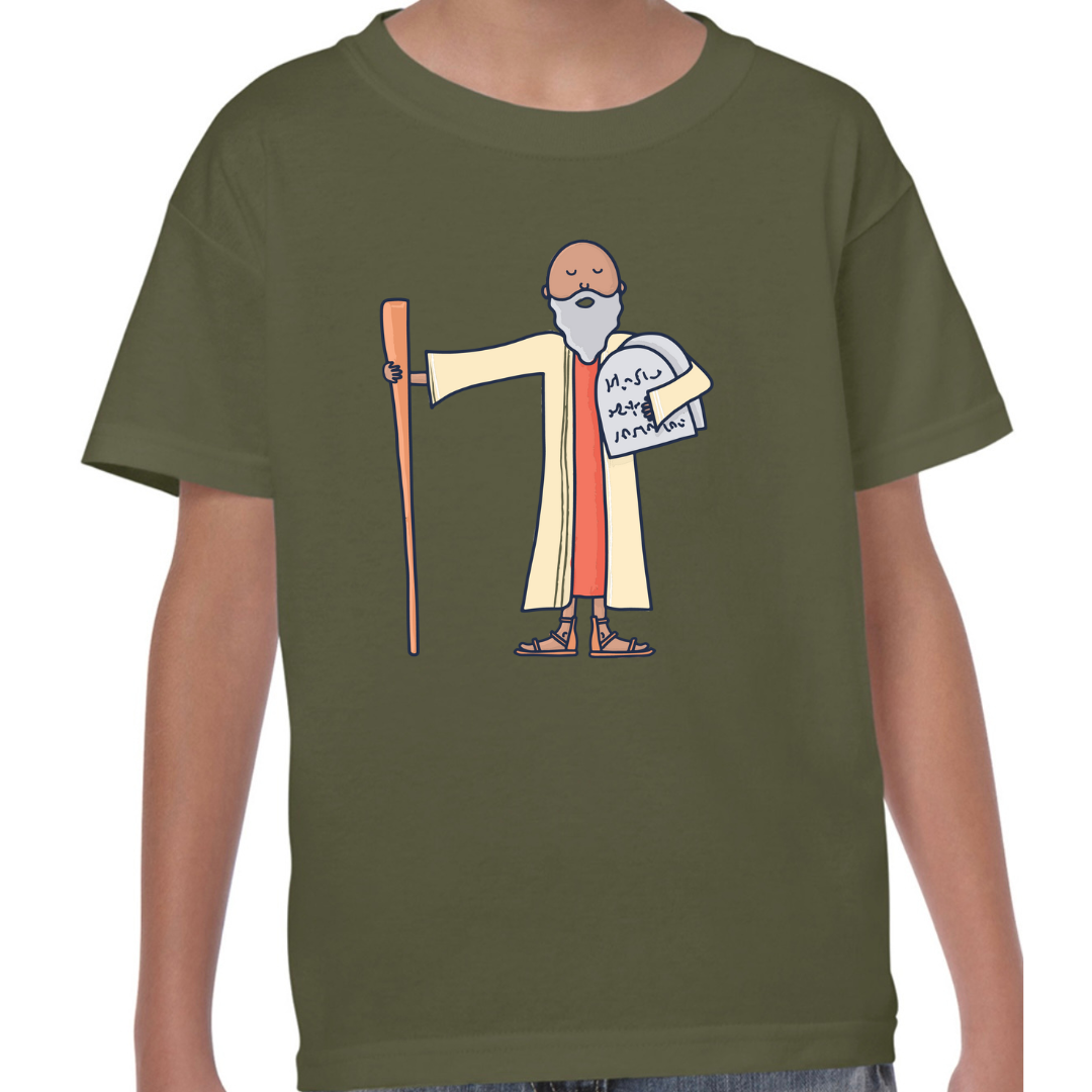 Moses Bible Hero Military Green T Shirt Front