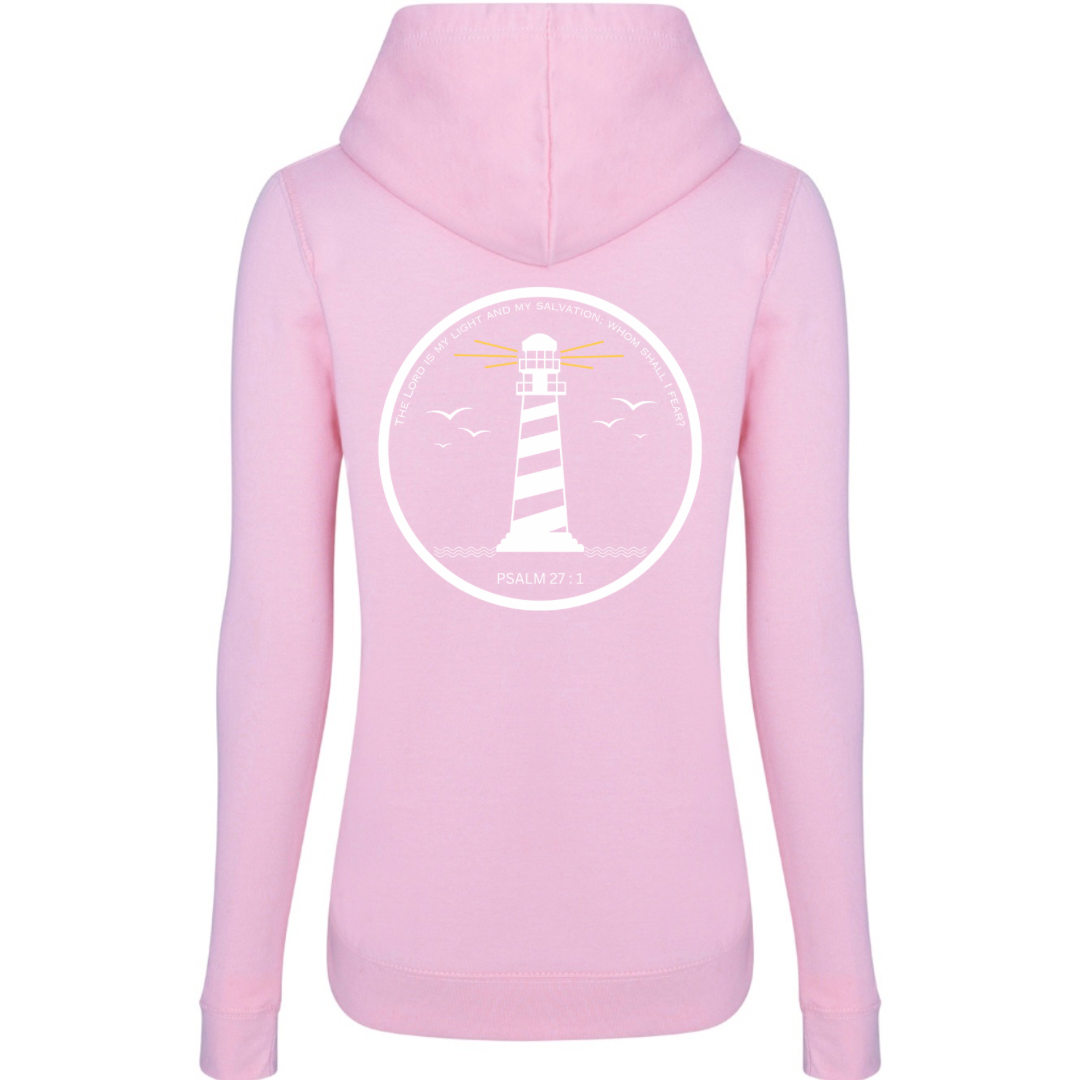 Lighthouse bible verse hoody light pink