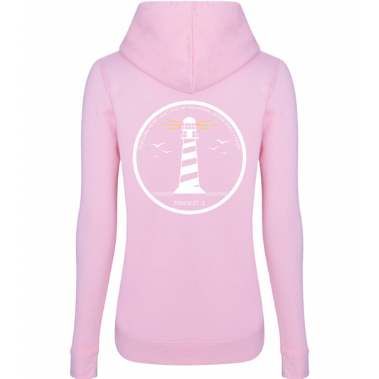 Lighthouse bible verse hoody light pink