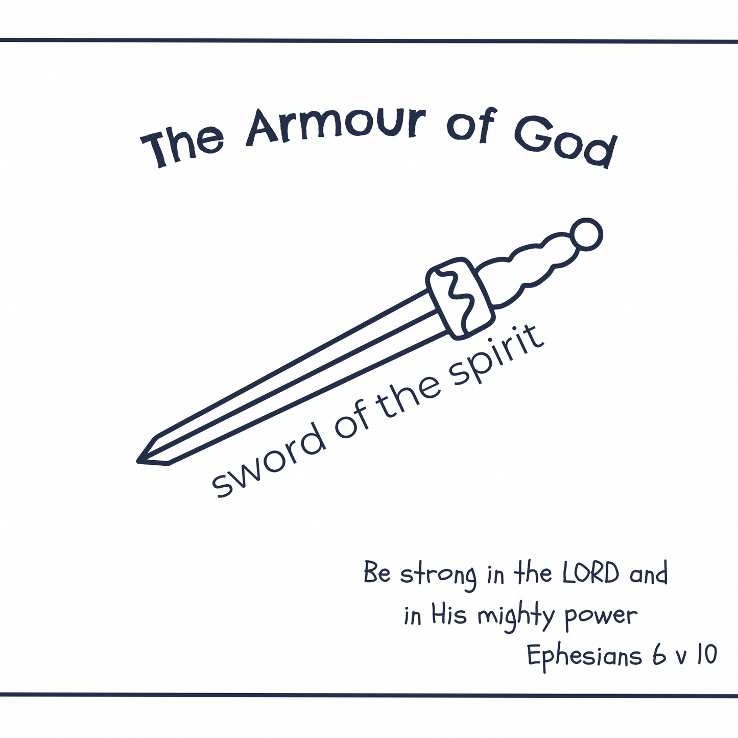 Armour of God Colouring Card Notelet Bible Ephesians Sword Spirit Bible verse Greeting card