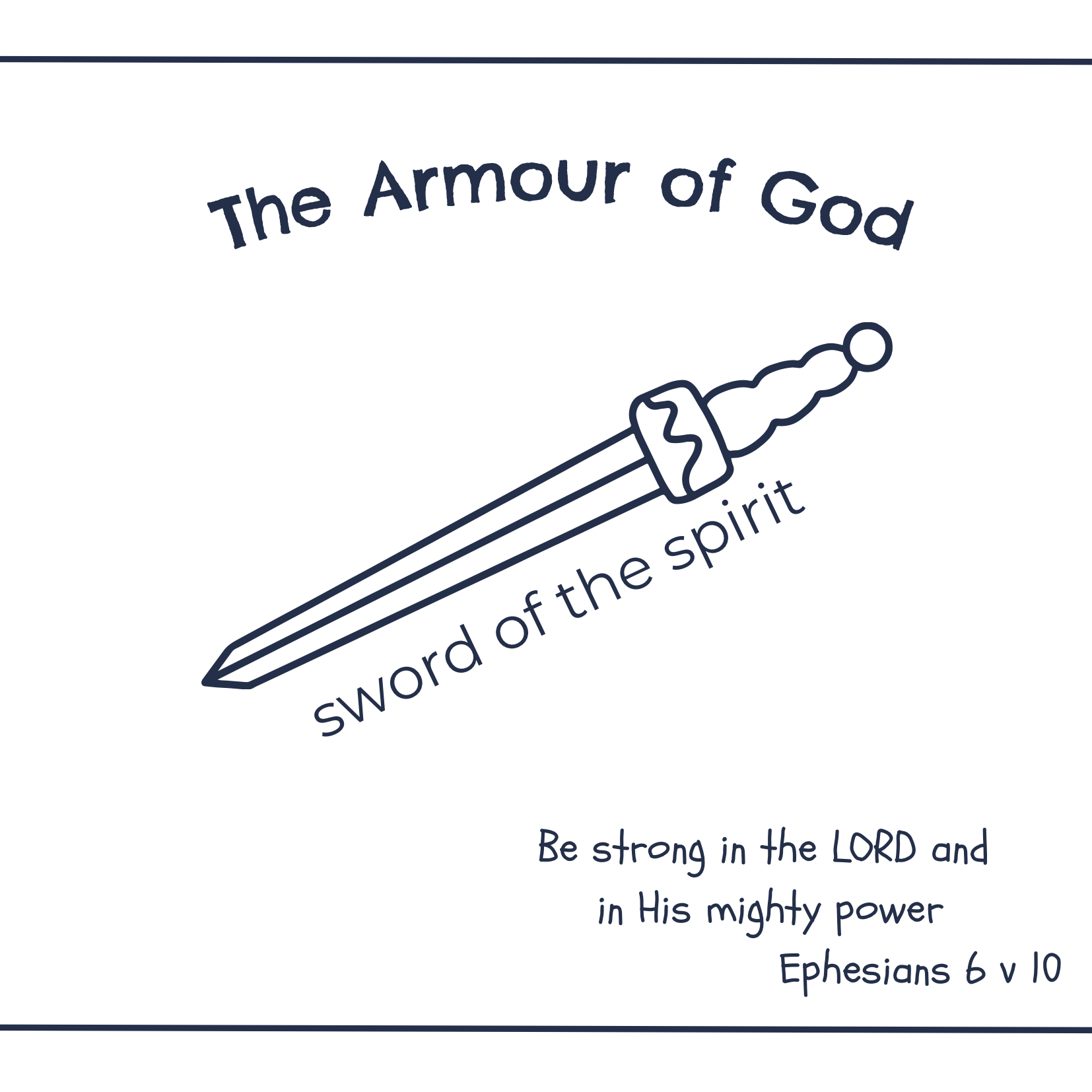 Armour of God Colouring Card Notelet Bible Ephesians Sword Spirit Bible verse Greeting card