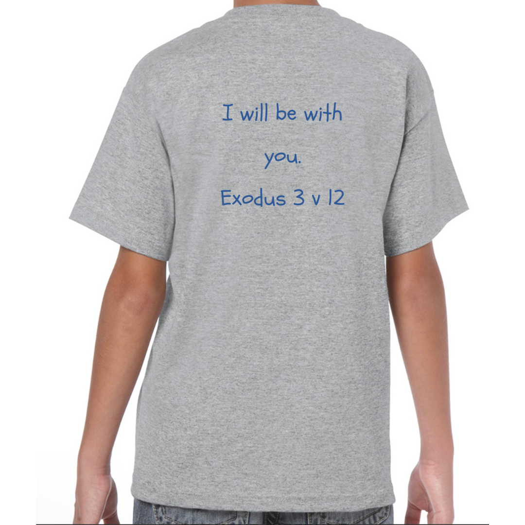 Moses Bible Hero Grey T Shirt Back I will be with you